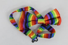 Load image into Gallery viewer, Multicolour Rainbow Striped Adjustable Pre-Tied LGBT Gay Pride Bow Ties NEW x2