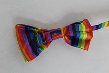 Load image into Gallery viewer, Multicolour Rainbow Striped Adjustable Pre-Tied LGBT Gay Pride Bow Ties NEW x2