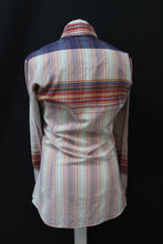 Load image into Gallery viewer, Ladies Pink & Red Collared Long Sleeve Button Up Striped Pattern Shirt XS