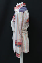 Load image into Gallery viewer, Ladies Pink & Red Collared Long Sleeve Button Up Striped Pattern Shirt XS