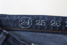 Load image into Gallery viewer, EARNEST SEWN Ladies Blue Zip Fly Cotton Blend Cropped Denim Jeans W24 L27