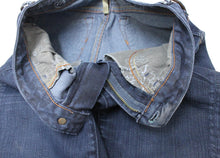 Load image into Gallery viewer, EARNEST SEWN Ladies Blue Zip Fly Cotton Blend Cropped Denim Jeans W24 L27