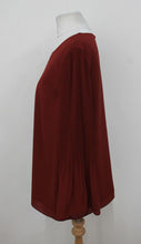 Load image into Gallery viewer, HOBBS Ladies Burgundy Crew Neck Bell 3/4 Sleeved Relaxed Juliana Top UK12 NEW