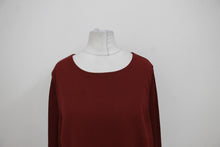 Load image into Gallery viewer, HOBBS Ladies Burgundy Crew Neck Bell 3/4 Sleeved Relaxed Juliana Top UK12 NEW