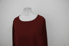 Load image into Gallery viewer, HOBBS Ladies Burgundy Crew Neck Bell 3/4 Sleeved Relaxed Juliana Top UK12 NEW