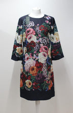 Load image into Gallery viewer, HOBBS Ladies Anoushka Navy Blue Multi Floral 3/4 Sleeve Shift Dress UK10 NEW