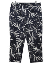 Load image into Gallery viewer, M&S Marks & Spencer Ladies Navy Blue Leaf Print Trousers UK12 RRP22.5 NEW