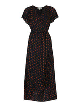 Load image into Gallery viewer, WHISTLES Ladies Scattered Leaf Wrap Dress Navy/Multi Cap Sleeve UK6 RRP159 NEW