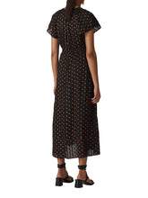 Load image into Gallery viewer, WHISTLES Ladies Scattered Leaf Wrap Dress Navy/Multi Cap Sleeve UK6 RRP159 NEW