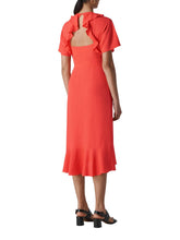 Load image into Gallery viewer, WHISTLES Abigail Frill Wrap Dress Short Sleeve Coral/Multi UK6 RRP159 BNWT