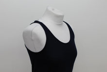 Load image into Gallery viewer, M&S Ladies Navy Blue Linen Blend Scoop Neck Sleeveless Vest UK10 RRP12.50 NEW