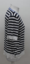 Load image into Gallery viewer, M&S Ladies Navy Blue & White Striped Knitted T Shirt UK16 RRP12.50 NEW