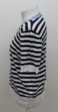 Load image into Gallery viewer, M&S Ladies Navy Blue & White Striped Knitted T Shirt UK16 RRP12.50 NEW