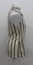 Load image into Gallery viewer, M&S Ladies Beige Striped Sleeveless Collared Wrap Shirt UK10 RRP45 NEW