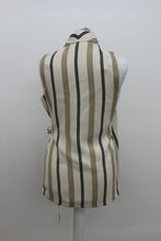 Load image into Gallery viewer, M&S Ladies Beige Striped Sleeveless Collared Wrap Shirt UK10 RRP45 NEW