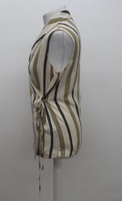 Load image into Gallery viewer, M&S Ladies Beige Striped Sleeveless Collared Wrap Shirt UK10 RRP45 NEW