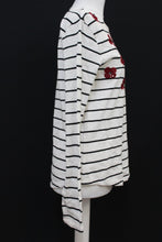 Load image into Gallery viewer, M&S Ladies Ivory & Black Striped Poppy Long Sleeve Blouse Top UK8 RRP25 NEW
