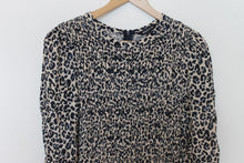 Load image into Gallery viewer, WHISTLES Ladies Cream/Navy Leopard Print Round Neck Midi Dress EU42 UK14
