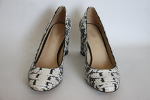 Load image into Gallery viewer, COACH Ladies Black & White Leather Snake-Print Block Heel Pumps Shoes UK6 EU39