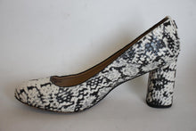 Load image into Gallery viewer, COACH Ladies Black & White Leather Snake-Print Block Heel Pumps Shoes UK6 EU39