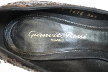 Load image into Gallery viewer, GIANVITO ROSSI Ladies Black Sequin High Heel Peep Toe Pumps Shoes UK3.5 EU36.5