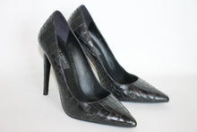 Load image into Gallery viewer, L.K. BENNETT BLACK RIBBON Ladies Black Leather Extra High Pumps Shoes UK7 EU40