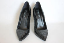 Load image into Gallery viewer, L.K. BENNETT BLACK RIBBON Ladies Black Leather Extra High Pumps Shoes UK7 EU40