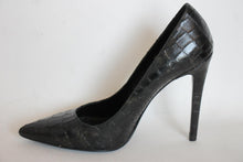 Load image into Gallery viewer, L.K. BENNETT BLACK RIBBON Ladies Black Leather Extra High Pumps Shoes UK7 EU40