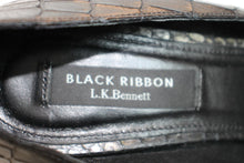 Load image into Gallery viewer, L.K. BENNETT BLACK RIBBON Ladies Black Leather Extra High Pumps Shoes UK7 EU40