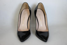 Load image into Gallery viewer, PRETTY SMALL SHOES Ladies Black Patent Cone Heel Pumps Shoes UK2 EU35