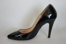 Load image into Gallery viewer, PRETTY SMALL SHOES Ladies Black Patent Cone Heel Pumps Shoes UK2 EU35