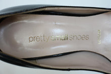 Load image into Gallery viewer, PRETTY SMALL SHOES Ladies Black Patent Cone Heel Pumps Shoes UK2 EU35