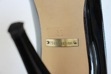 Load image into Gallery viewer, PRETTY SMALL SHOES Ladies Black Patent Cone Heel Pumps Shoes UK2 EU35