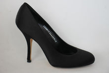 Load image into Gallery viewer, GINA Ladies Black Velvet High Heel Round Toe Pumps Shoes UK3 EU36