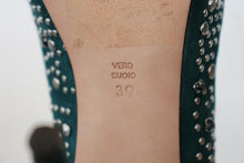 Load image into Gallery viewer, JEAN-MICHEL CAZABAT Ladies Teal Suede Studded Stiletto Pumps Shoes UK6 EU39