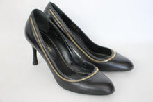 Load image into Gallery viewer, SERGIO ROSSI Ladies Black Leather Zip Detail High Heel Pumps Shoes UK4 EU37