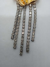 Load image into Gallery viewer, STERLING KING Ladies Gold-Tone Titania Pearl Crystal Fringe Earrings OS NEW