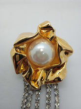 Load image into Gallery viewer, STERLING KING Ladies Gold-Tone Titania Pearl Crystal Fringe Earrings OS NEW