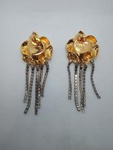 Load image into Gallery viewer, STERLING KING Ladies Gold-Tone Titania Pearl Crystal Fringe Earrings OS NEW