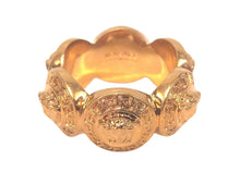 Load image into Gallery viewer, VERSACE Ladies Yellow Gold-Plated Medusa 6 Coin Statement Ring Size UK K NEW