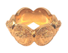 Load image into Gallery viewer, VERSACE Ladies Yellow Gold-Plated Medusa 6 Coin Statement Ring Size UK K NEW