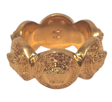 Load image into Gallery viewer, VERSACE Ladies Yellow Gold-Plated Medusa 6 Coin Statement Ring Size UK K NEW