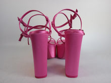 Load image into Gallery viewer, PARIS TEXAS Ladies Pink Satin Jessica Platform Sandals EU37 UK4 RRP515 NEW