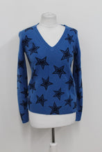 Load image into Gallery viewer, M&S Ladies Navy Blue V Neck Long Sleeve Star Print Jumper UK8 NEW RRP17.5