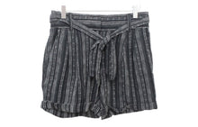 Load image into Gallery viewer, M&S Marks & Spencer Ladies Black Linen Blend Striped Shorts UK8 RRP19.5 NEW