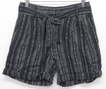 Load image into Gallery viewer, M&S Marks & Spencer Ladies Black Striped Tie Waist Shorts UK8 RRP19.5 NEW