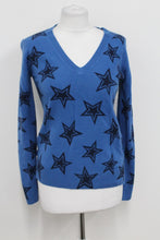 Load image into Gallery viewer, M&S Ladies Navy Blue V Neck Long Sleeve Star Print Jumper UK8 NEW RRP17.5