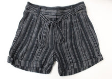 Load image into Gallery viewer, M&S Marks & Spencer Ladies Black Linen Striped Shorts UK8 EU36 RRP19.50 NEW