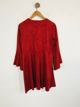 Load image into Gallery viewer, Mango Women's Long Sleeve Faux Suede A-Line Dress | M UK10-12 | Red