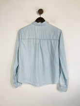 Load image into Gallery viewer, Zara Women's Crop Raw Hem Button-Up Shirt | S UK8 | Blue